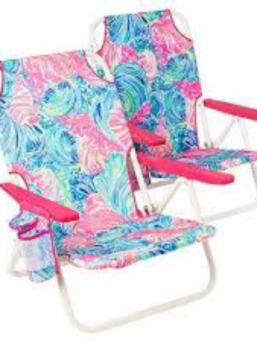 Lilly Pulitzer Pink Blue Tropical Print Beach Chairs